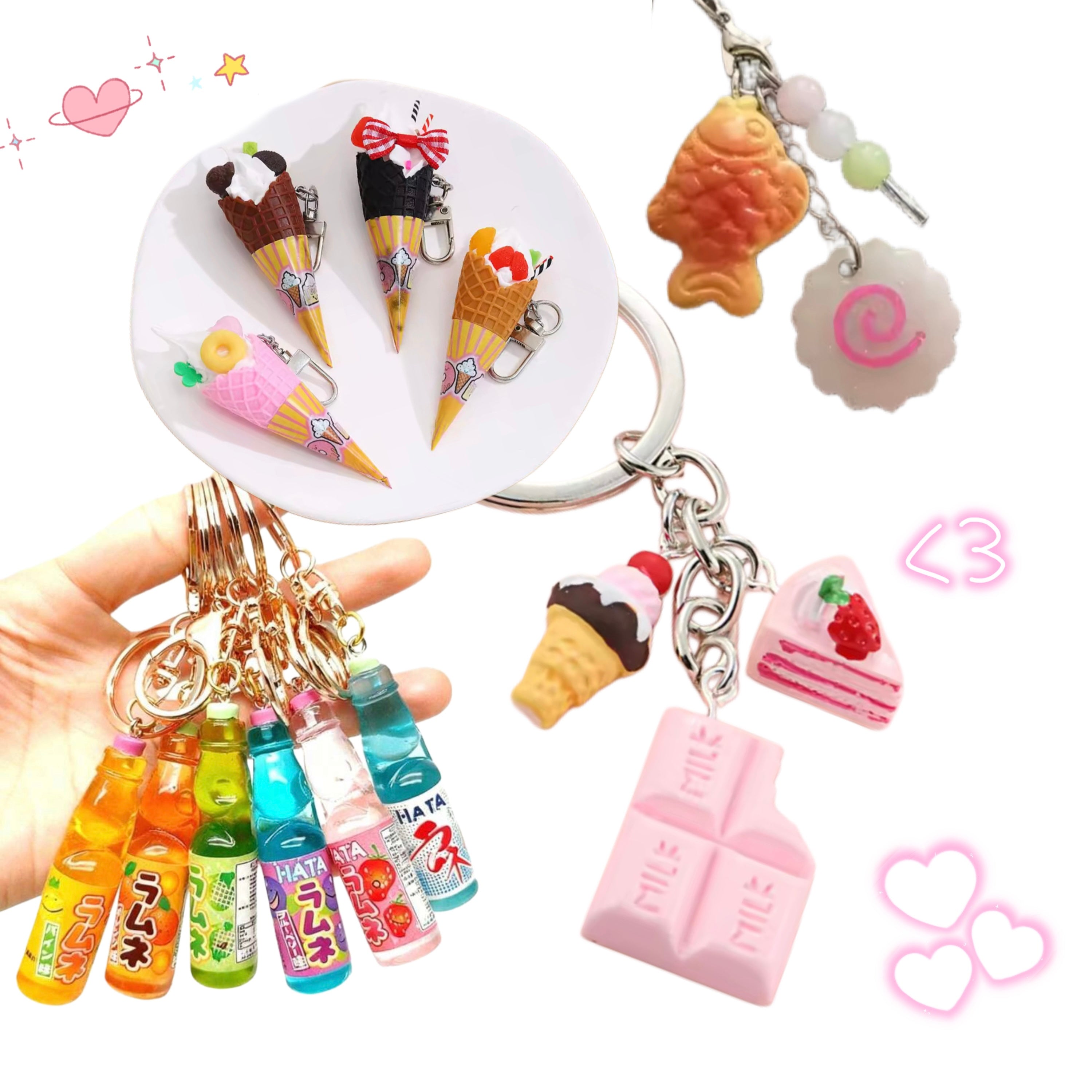 Mini Food Keychains (Random Set of 3)