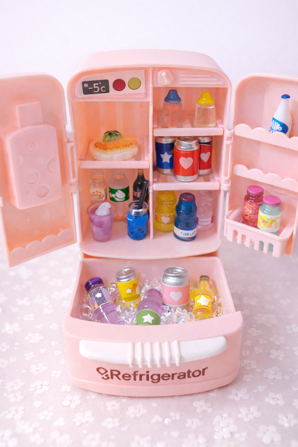 Miniature Fridge + 20 Mini Foods